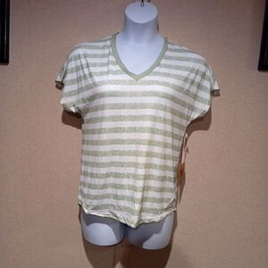Born Cream and Tan Boxy Short Sleeve Tee